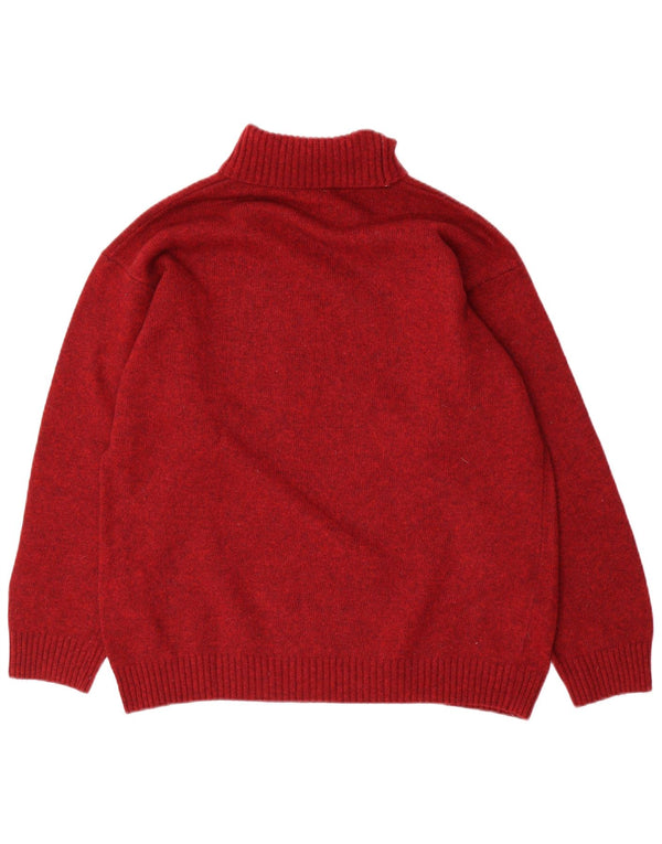 Sergio Tacchini Mens Roll Neck Jumper Sweater Medium Burgundy Wool