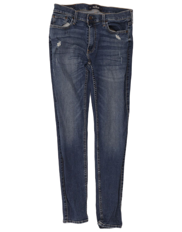 Hollister Womens Stretch Distressed Super Skinny Jeans W34 L34 Blue Cotton