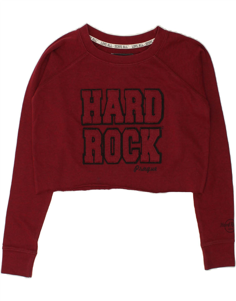 HARD ROCK CAFE Womens Prague Graphic Sweatshirt Jumper UK 10 Small Red | Vintage Hard Rock Cafe | Thrift | Second-Hand Hard Rock Cafe | Used Clothing | Messina Hembry 