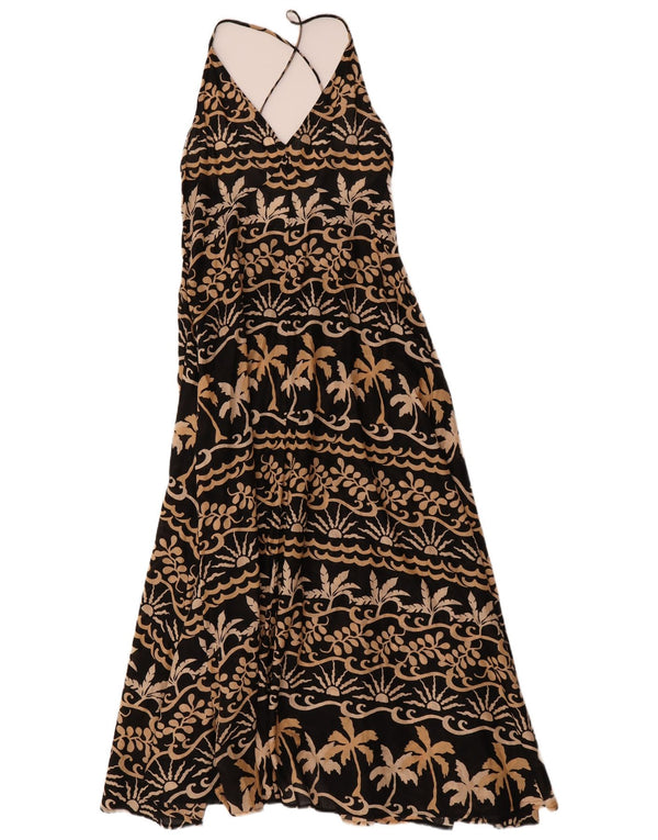 Marks & Spencer Womens Halter Dress UK 8 Small Black Floral Cotton