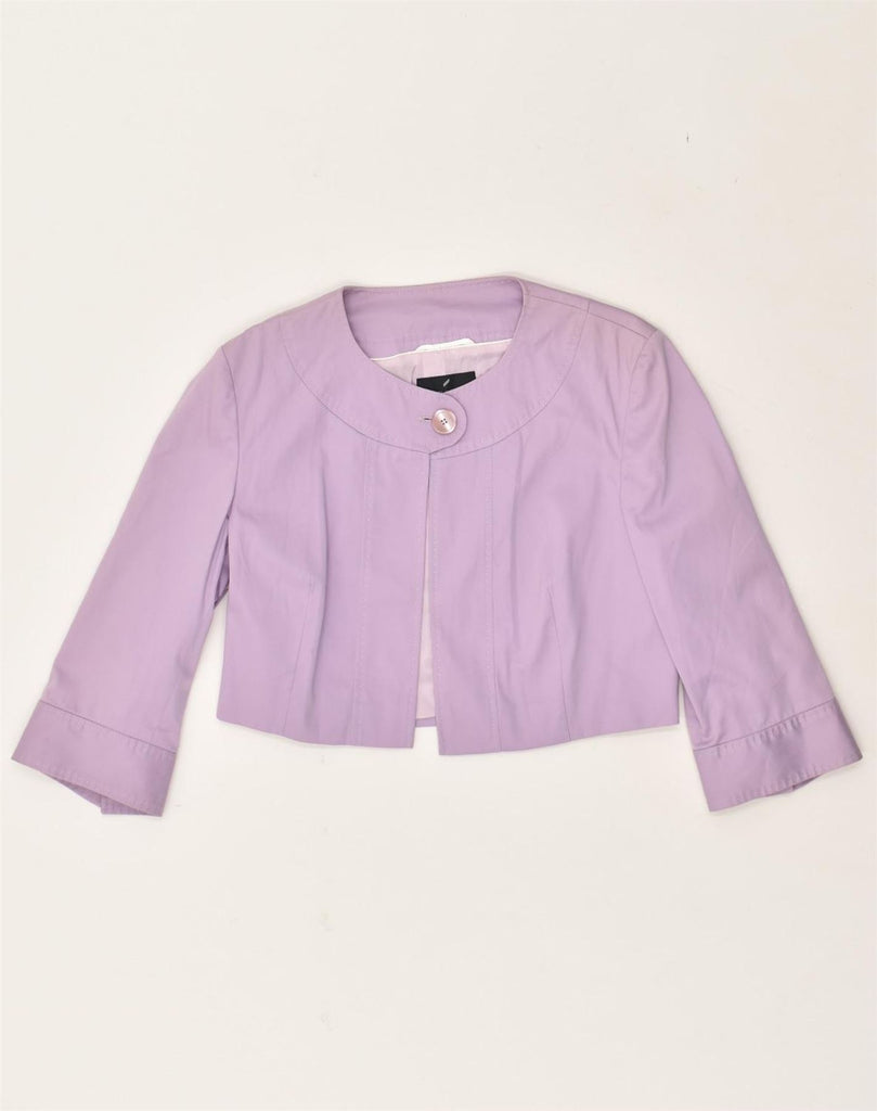 DANIEL HECHTER Womens Crop Bolero Jacket UK 12 Medium  Purple Cotton | Vintage Daniel Hechter | Thrift | Second-Hand Daniel Hechter | Used Clothing | Messina Hembry 