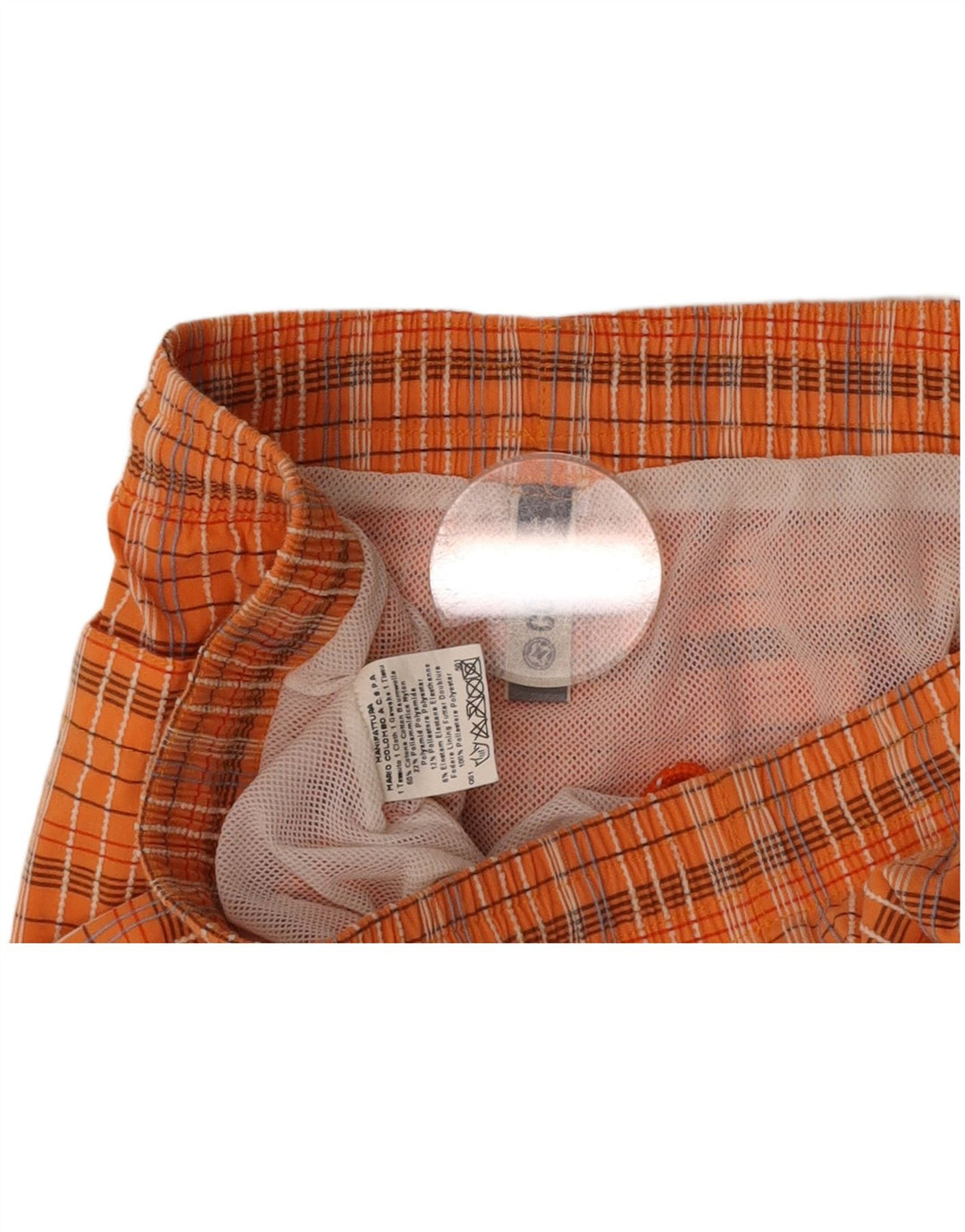 COLMAR Mens Swimming Shorts IT 48 Medium  Orange Check Cotton