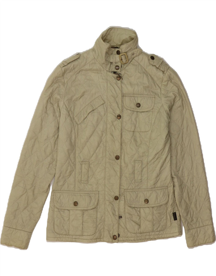 BARBOUR Womens Padded Quilted Jacket UK 8 Small Khaki Vintage Barbour and Second-Hand Barbour from Messina Hembry 