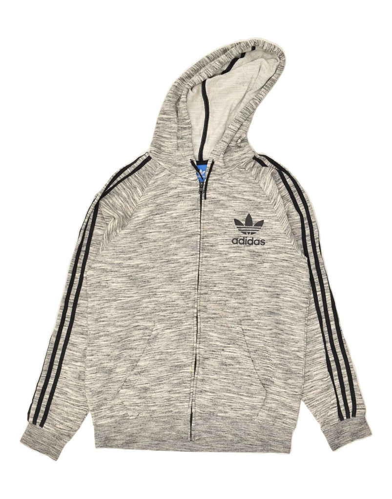 ADIDAS Mens Graphic Zip Hoodie Sweater Medium Grey Flecked Cotton | Vintage Adidas | Thrift | Second-Hand Adidas | Used Clothing | Messina Hembry 