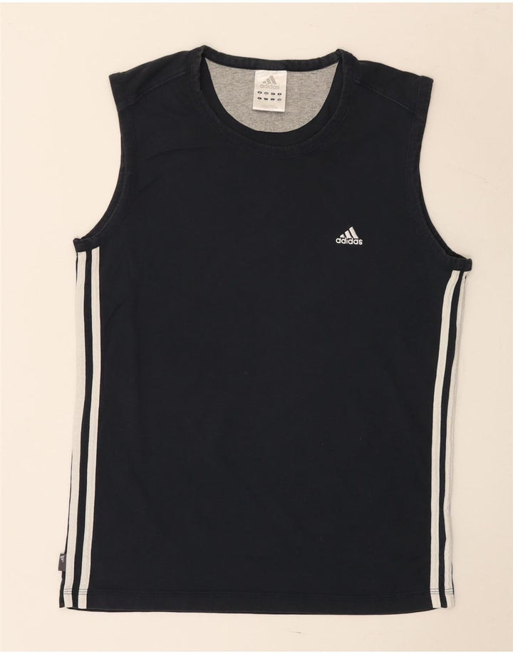 Adidas Mens T-Shirt Top Medium Navy Blue Cotton