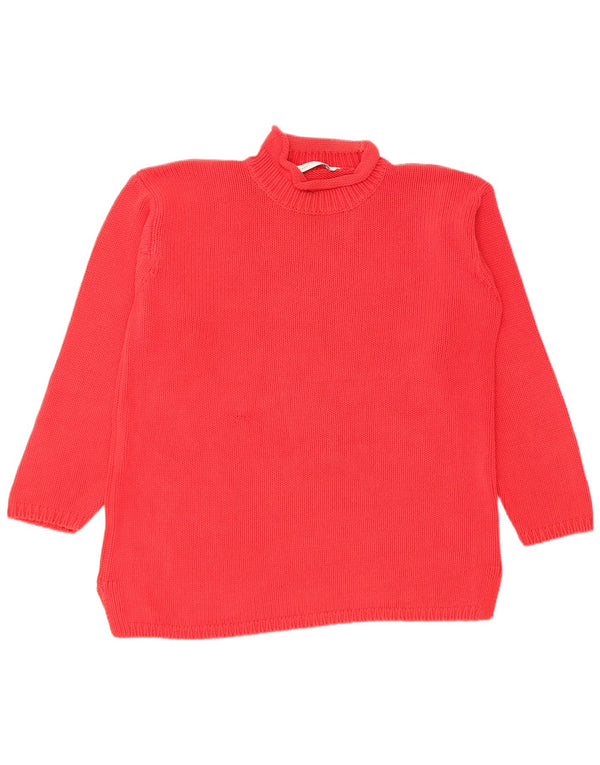Marks & Spencer Womens Turtle Neck Jumper Sweater UK 12 Medium Red Cotton
