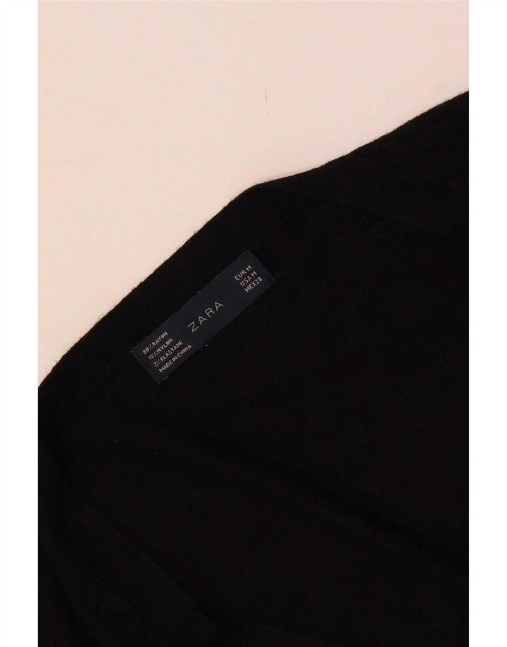Zara Womens Cardigan Sweater UK 12 Medium Black Rayon