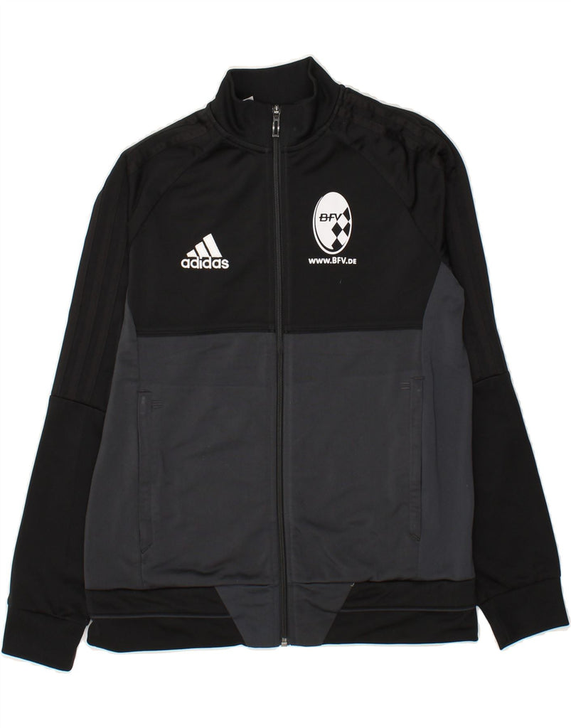 ADIDAS Boys Graphic Tracksuit Top Jacket 13-14 Years Black Colourblock Vintage Adidas and Second-Hand Adidas from Messina Hembry 