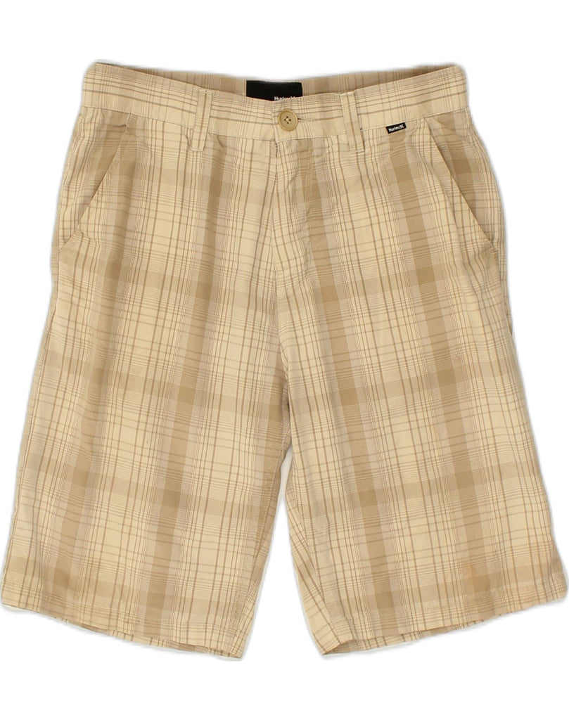 HURLEY Mens Chino Shorts W30 Medium Beige Check Cotton | Vintage Hurley | Thrift | Second-Hand Hurley | Used Clothing | Messina Hembry 