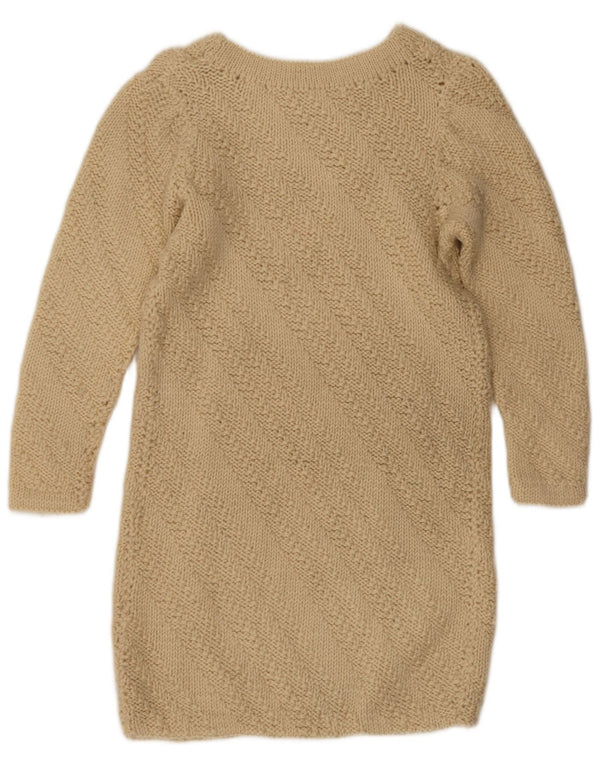 Vintage Womens 3/4 Sleeve Jumper Dress UK 12 Medium Beige