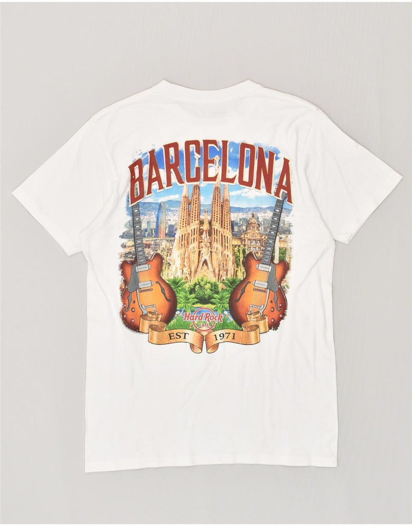 HARD ROCK CAFE Mens Barcelona Graphic T-Shirt Top Small White Cotton | Vintage Hard Rock Cafe | Thrift | Second-Hand Hard Rock Cafe | Used Clothing | Messina Hembry 