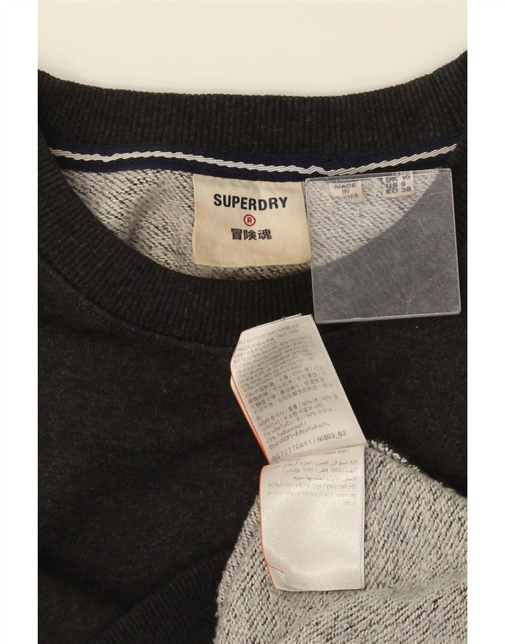 Superdry Womens Oversized Sweatshirt Jumper UK 10 Small  Black Cotton