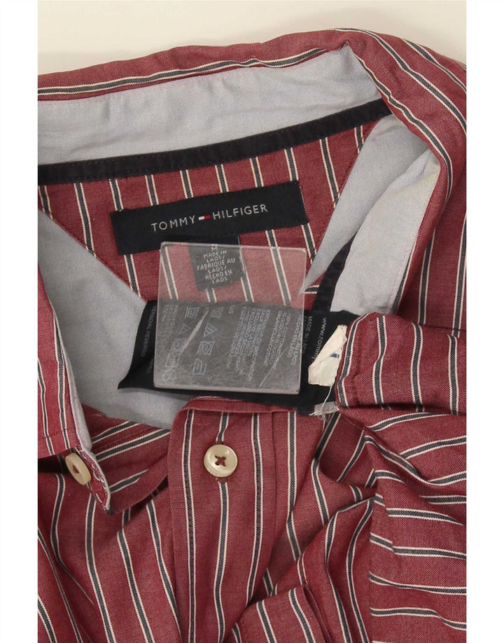 Tommy Hilfiger Mens Shirt Medium Red Striped Cotton