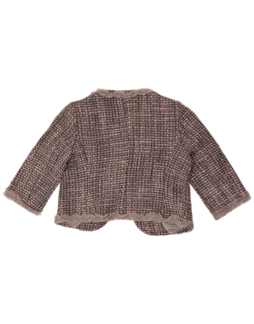Marks & Spencer Womens 3/4 Sleeve Bolero Jacket UK 14 Medium Grey Check