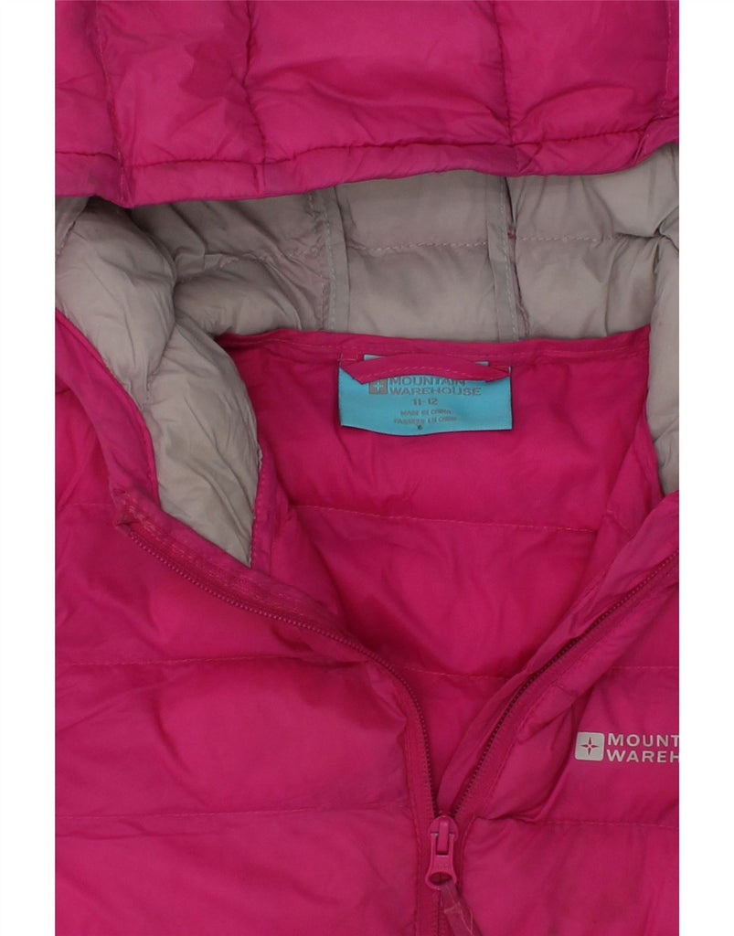 MOUNTAIN WAREHOUSE Girls Hooded Padded Jacket 11-12 Years Pink Nylon | Vintage Mountain Warehouse | Thrift | Second-Hand Mountain Warehouse | Used Clothing | Messina Hembry 