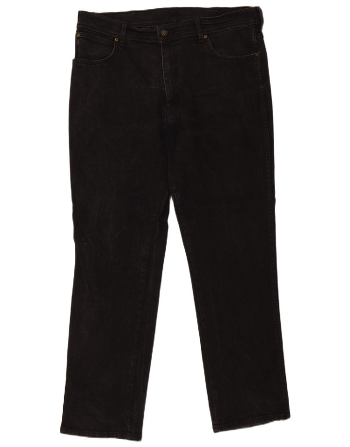 Wrangler Mens Regular Fit Straight Jeans W38 L32 Black Cotton