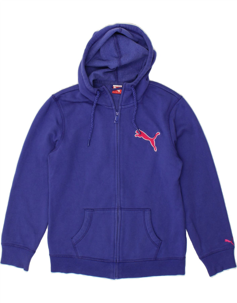 PUMA Womens Zip Hoodie Sweater UK 10 Small  Navy Blue Cotton | Vintage Puma | Thrift | Second-Hand Puma | Used Clothing | Messina Hembry 