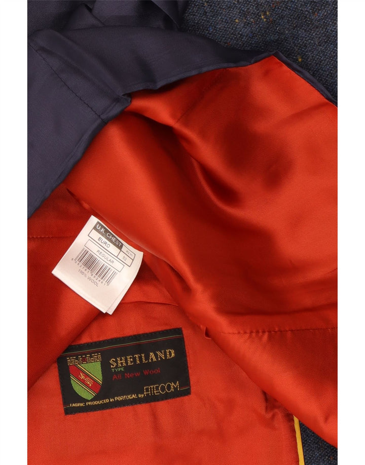 Shetland Mens Waistcoat IT 52 XL Navy Blue Wool