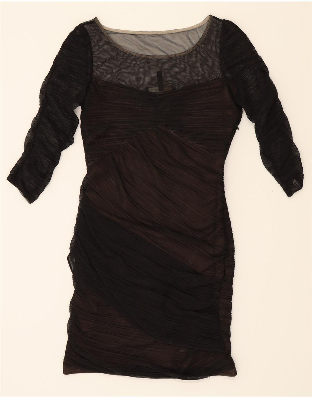 BCBGMAXAZRIA Womens 3/4 Sleeve Bodycon Dress UK 10 Small Brown Polyester Vintage BCBGMAXAZRIA and Second-Hand BCBGMAXAZRIA from Messina Hembry 
