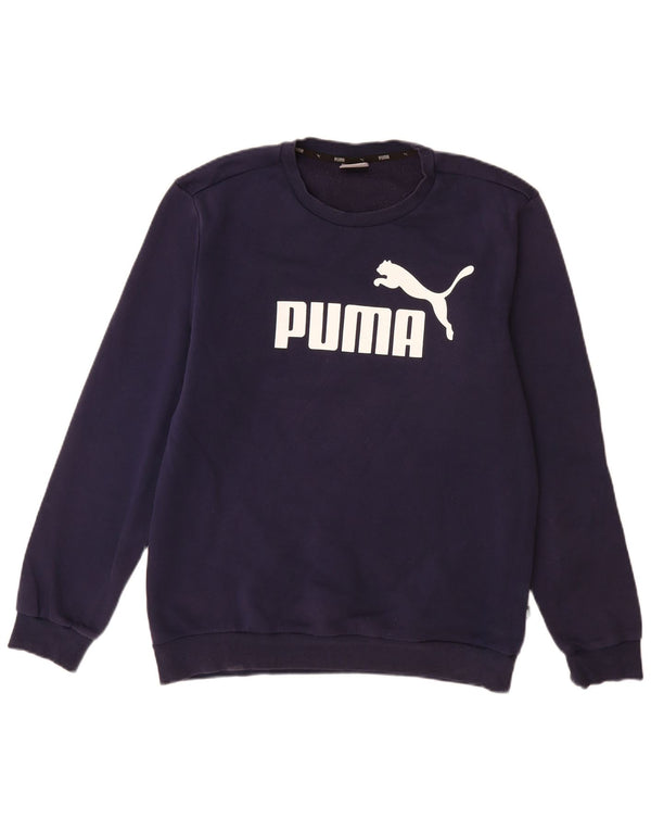 Puma Mens Graphic Sweatshirt Jumper Medium Navy Blue Cotton