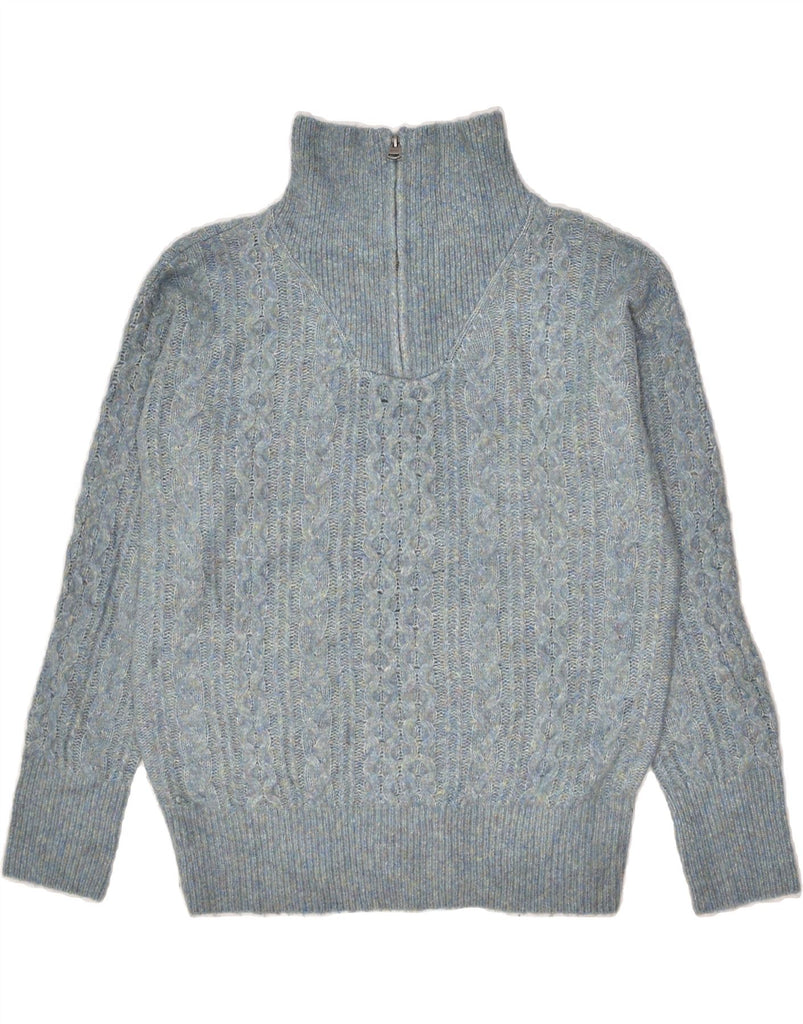 FAT FACE Womens Zip Neck Jumper Sweater UK 8 Small Blue Nylon | Vintage Fat Face | Thrift | Second-Hand Fat Face | Used Clothing | Messina Hembry 