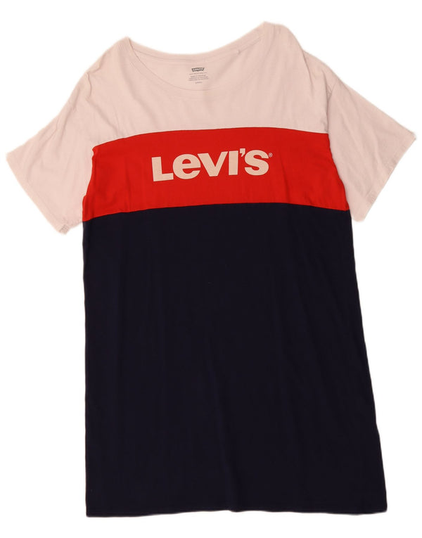 LEVI'S Womens Oversized T-Shirt Dress UK 10 Small Navy Blue Colourblock