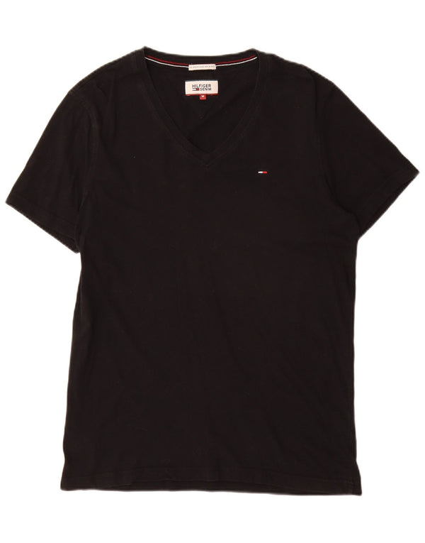 Tommy Hilfiger Womens T-Shirt Top UK 12 Medium Black Cotton