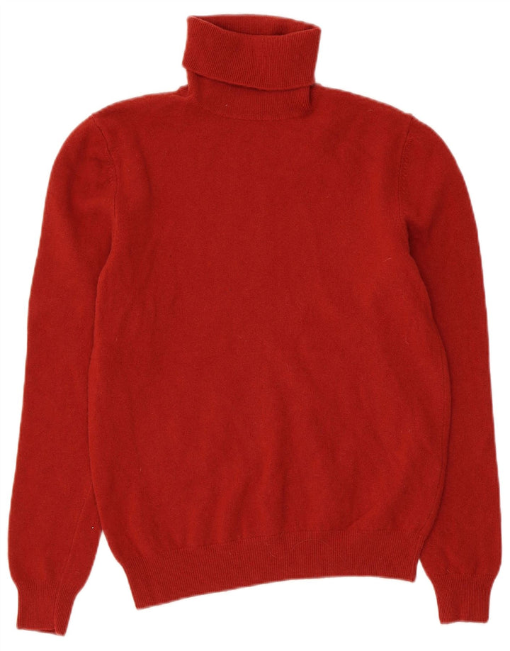 BENETTON Womens Roll Neck Jumper Sweater UK 14 Large Red Virgin Wool