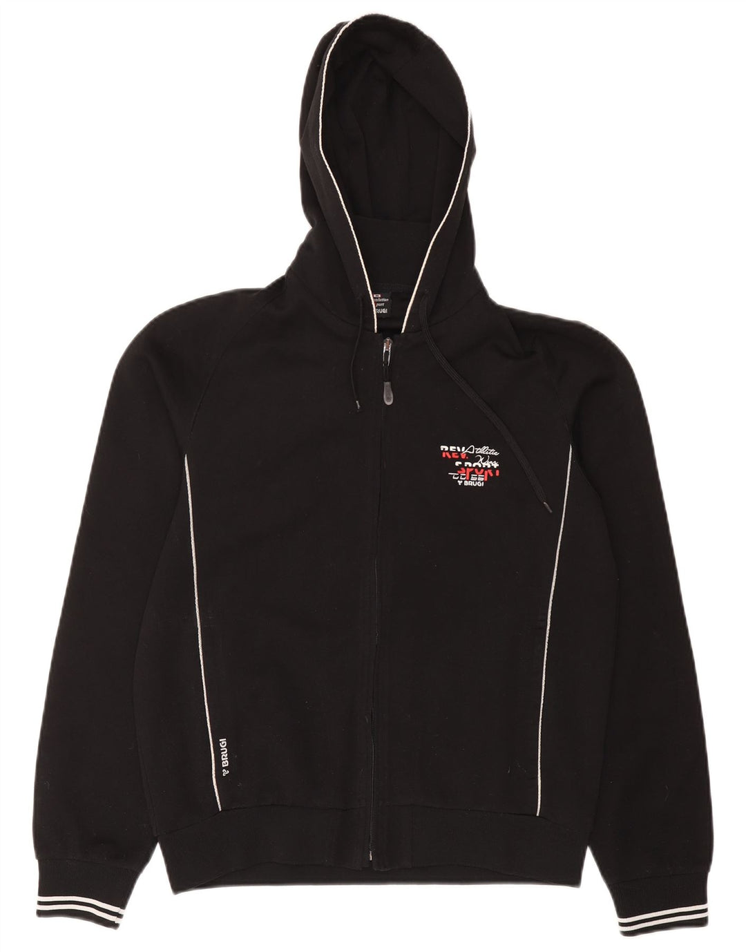 Brugi Mens Zip Hoodie Sweater Medium Black Polyester