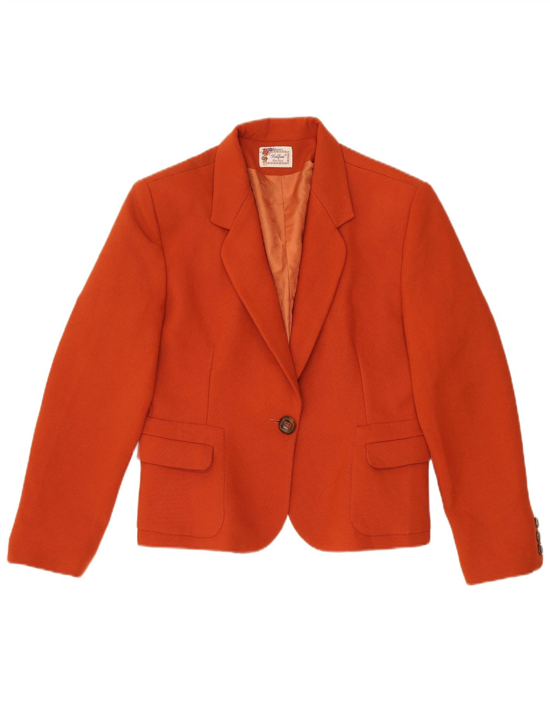 HALFON Womens 1 Button Blazer Jacket IT 48 XL Orange Polyester