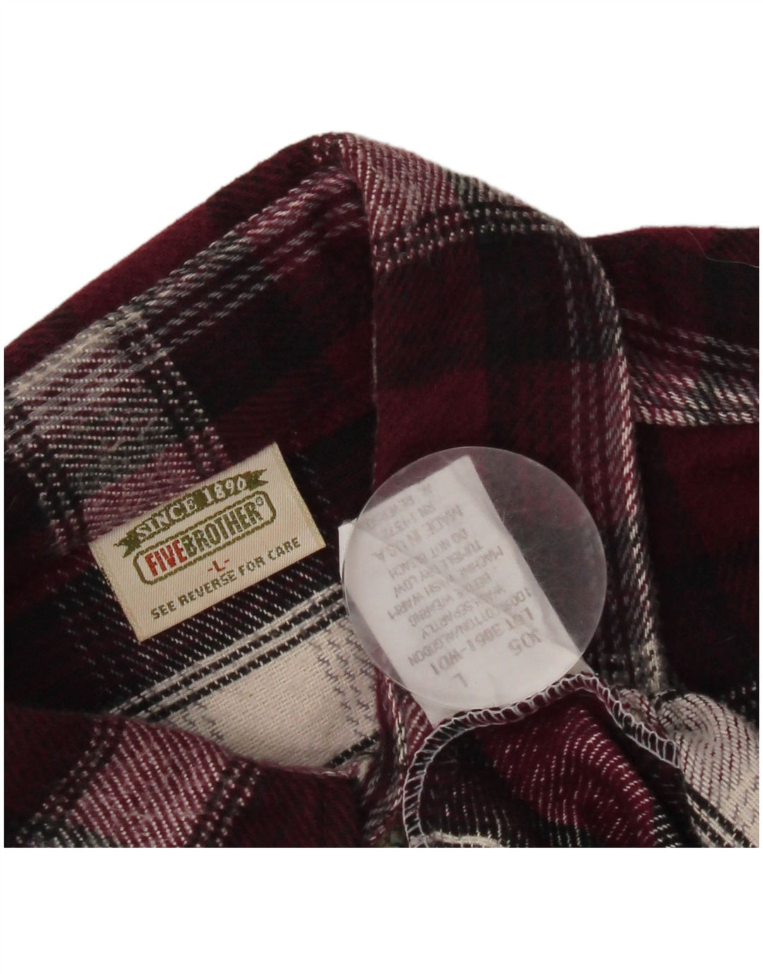 Vintage Mens Flannel Shirt Large Burgundy Check Cotton