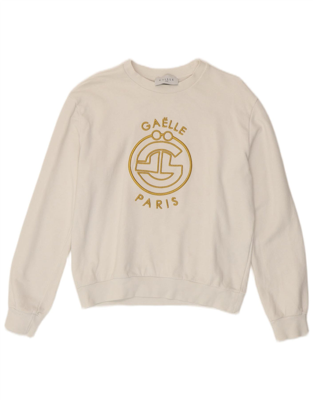Gaelle Womens Graphic Oversized Sweatshirt Jumper UK 10 Small White Cotton