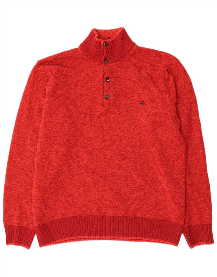 Brooksfield Mens Button Neck Jumper Sweater IT 48 Medium Red Wool