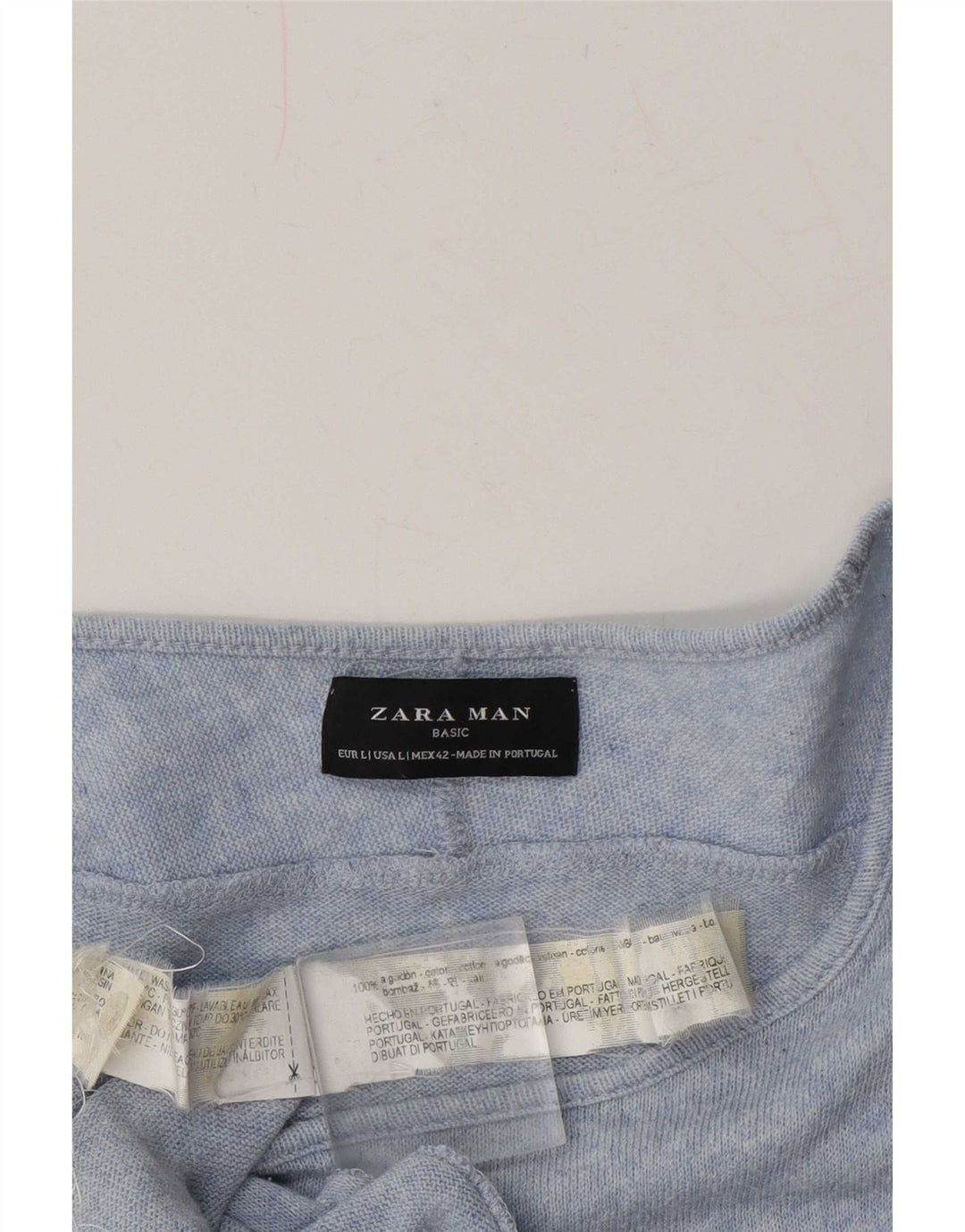 Zara Mens Top Long Sleeve Large Blue Flecked Cotton