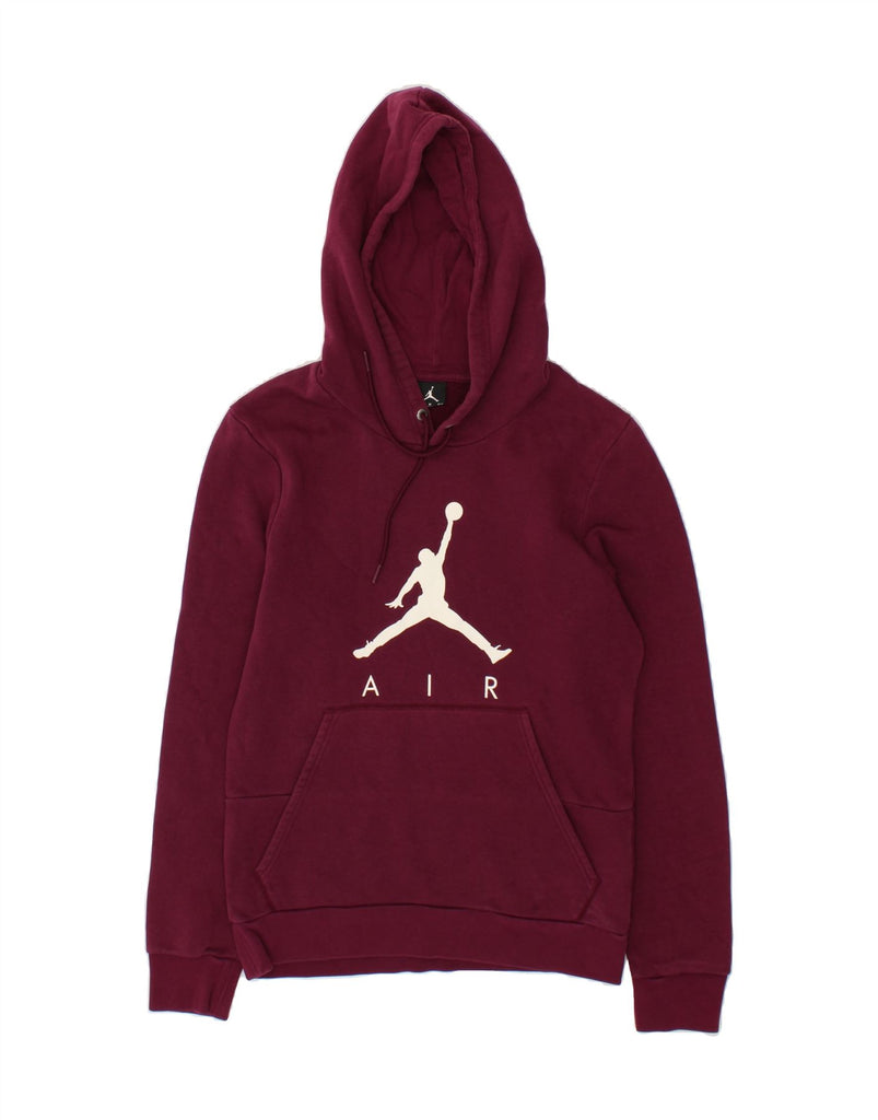 JORDAN Mens Graphic Hoodie Jumper Small Burgundy Cotton Vintage Jordan and Second-Hand Jordan from Messina Hembry 