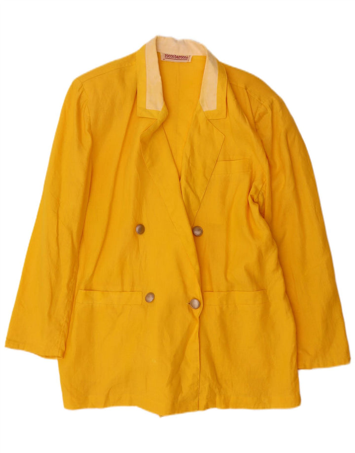 ROCCOBAROCCO Womens Double Breasted Blazer Jacket IT 44 Medium Yellow