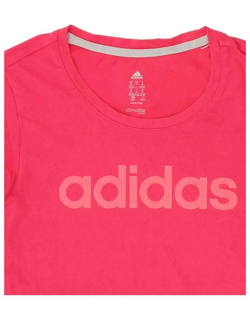 ADIDAS Womens Climalite Graphic T-Shirt Top UK 12/14 Medium Pink | Vintage Adidas | Thrift | Second-Hand Adidas | Used Clothing | Messina Hembry 