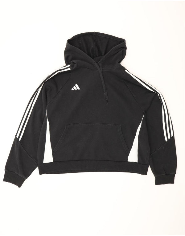 Adidas Womens Oversized Hoodie Jumper UK 20/22 XL Black Cotton Sports