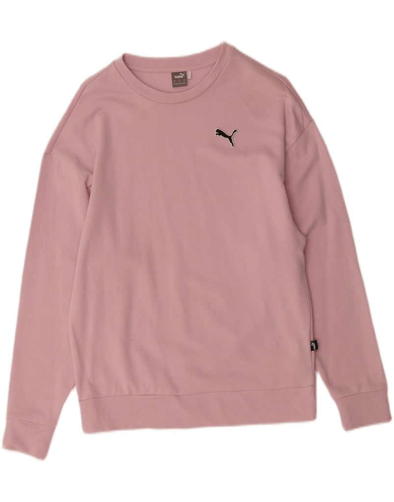 PUMA Womens Oversized Sweatshirt Jumper UK 10 Small Pink Cotton Vintage Puma and Second-Hand Puma from Messina Hembry 