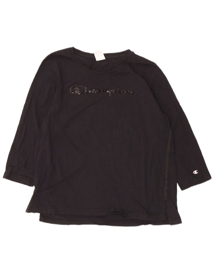 Champion Womens Graphic Top 3/4 Sleeve UK 18 XL Black