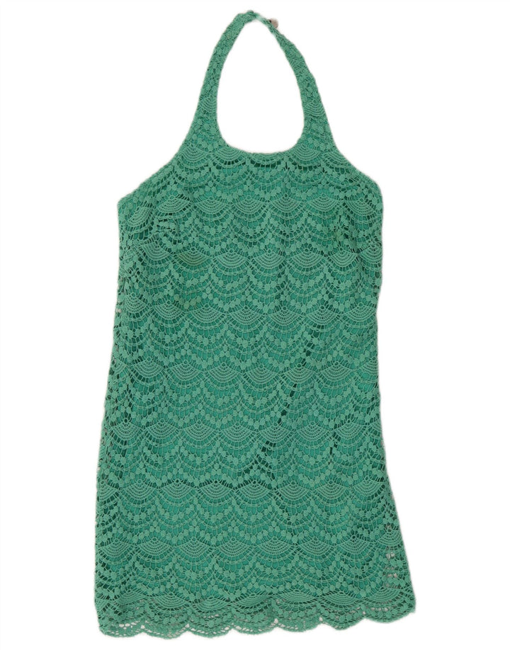 GUESS Womens Lace Halter Dress UK 4 XS Green Cotton