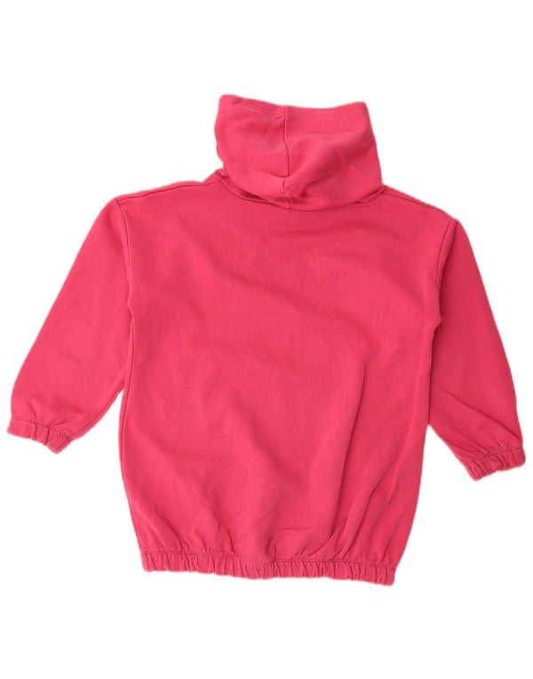 Benetton Girls Graphic Hoodie Jumper 7-8 Years Medium Pink Cotton