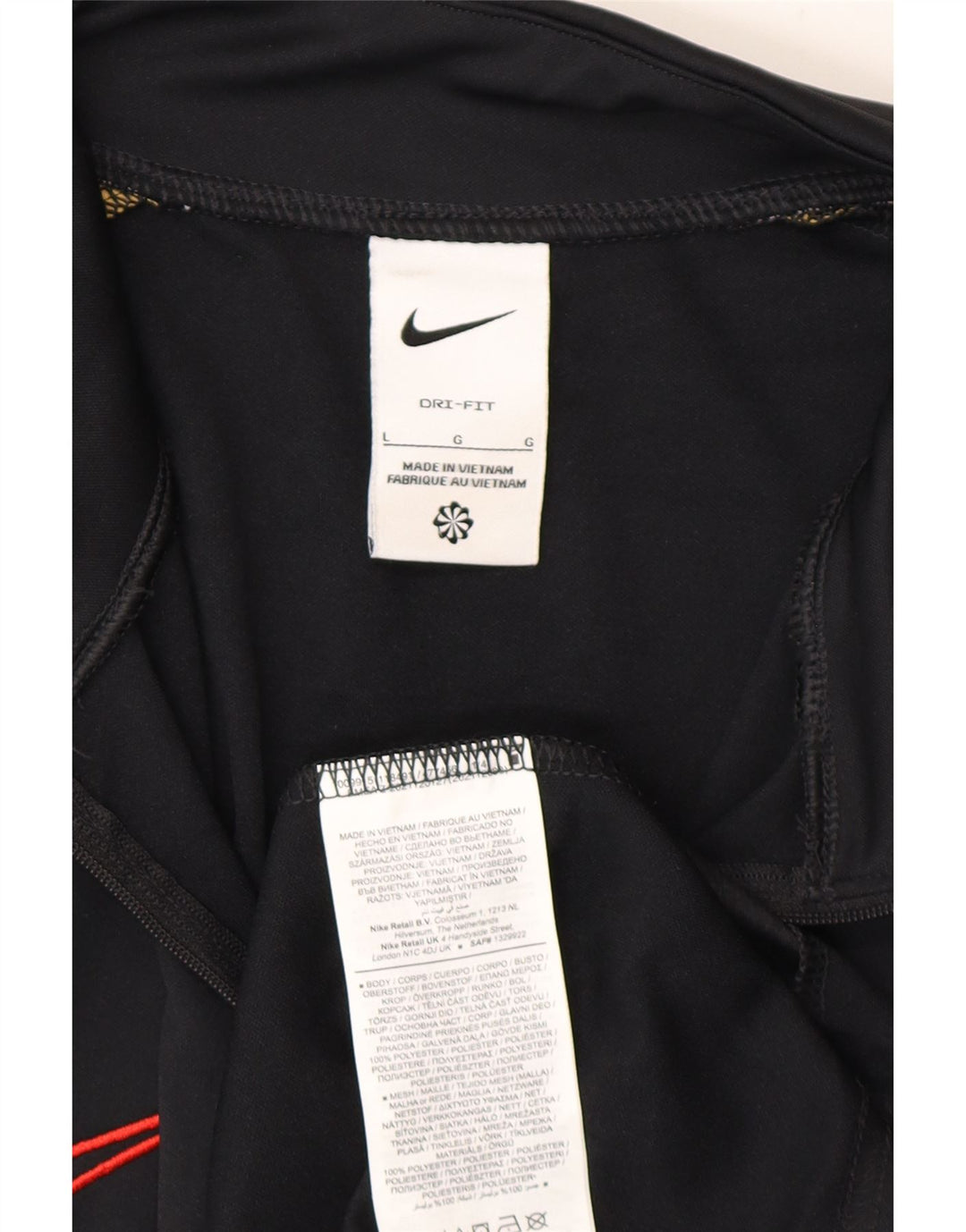 Nike Mens Dri Fit Zip Neck Pullover Tracksuit Top Large Black Colourblock