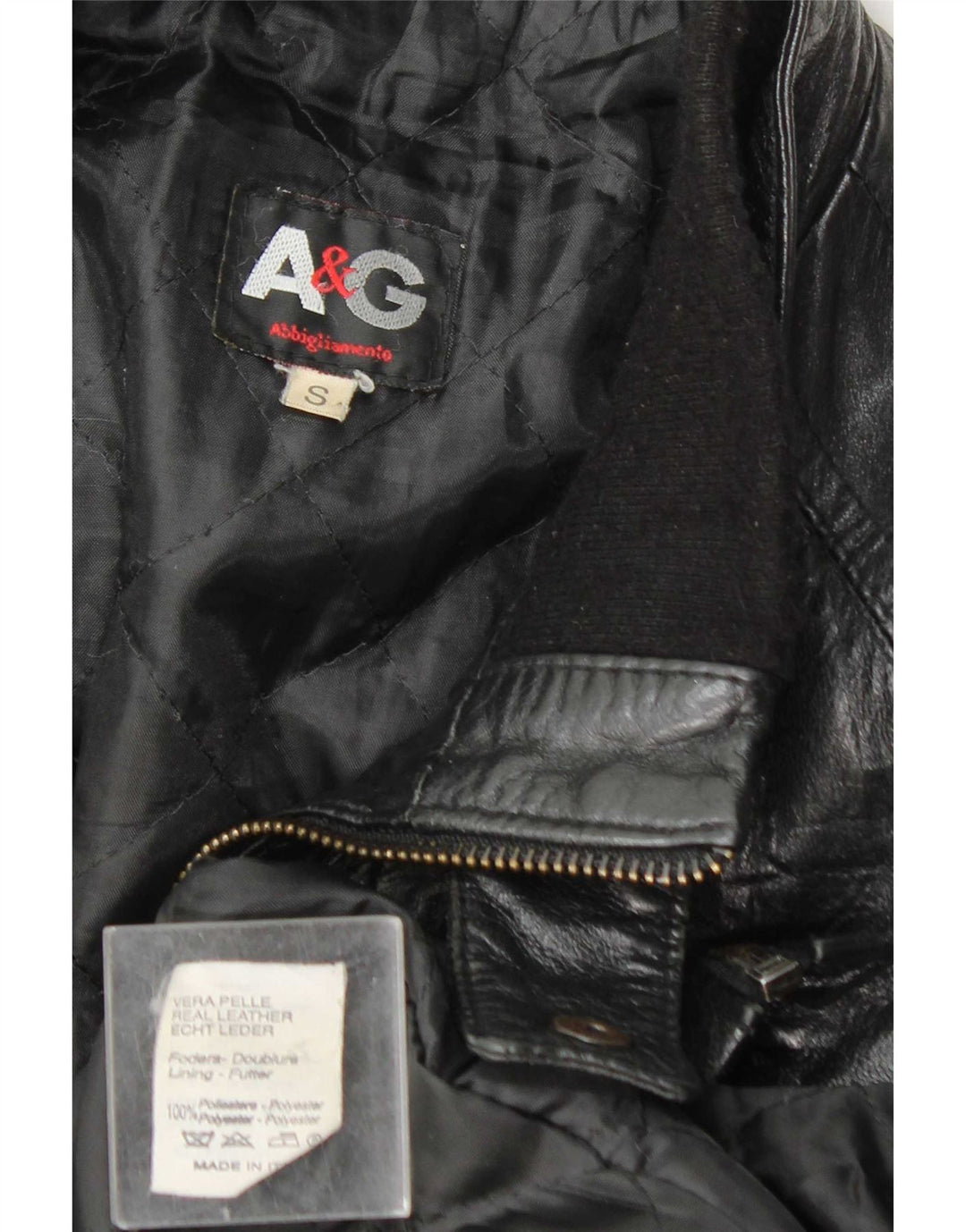 Vintage Mens Leather Jacket UK 36 Small Black Leather