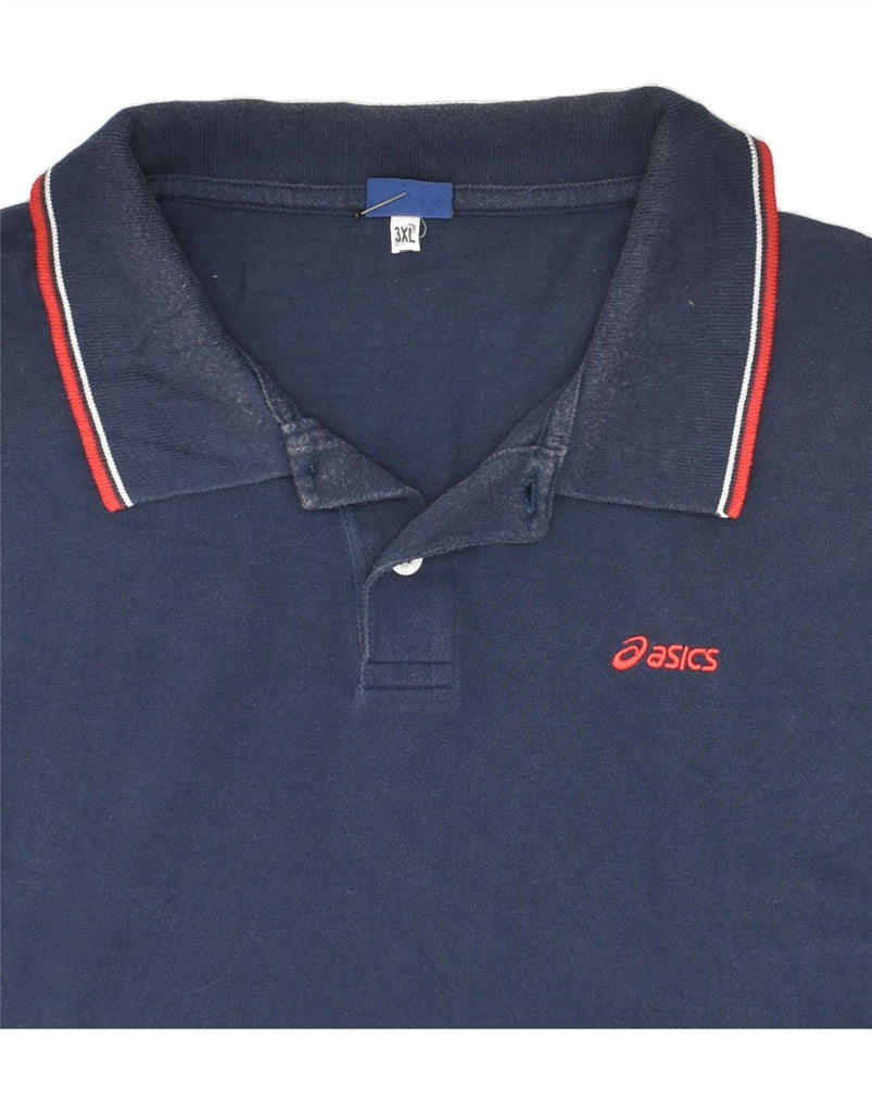 ASICS Mens Polo Shirt 3XL Navy Blue Cotton | Vintage Asics | Thrift | Second-Hand Asics | Used Clothing | Messina Hembry 