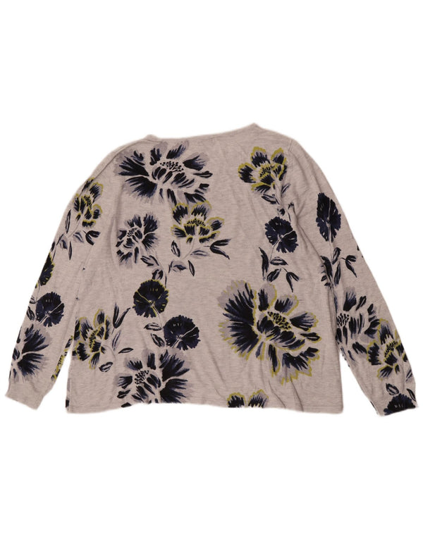 Marks & Spencer Womens Top Long Sleeve UK 18 XL Grey Floral Viscose