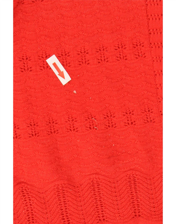 Marks & Spencer Womens V-Neck Jumper Sweater UK 14 Medium Red Polyester