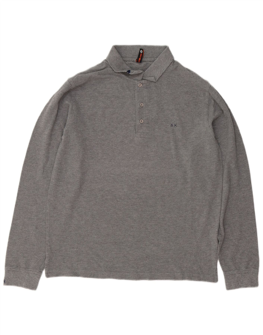 Sun68 Mens Long Sleeve Polo Shirt Large Grey Cotton