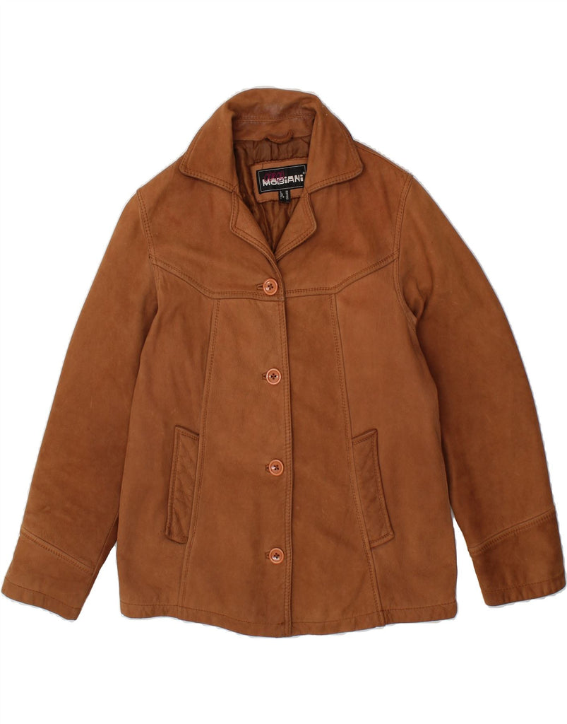 GIORGIO MOBIANI Womens Oversized Leather Jacket UK 10 Small Brown Leather Vintage Giorgio Mobiani and Second-Hand Giorgio Mobiani from Messina Hembry 