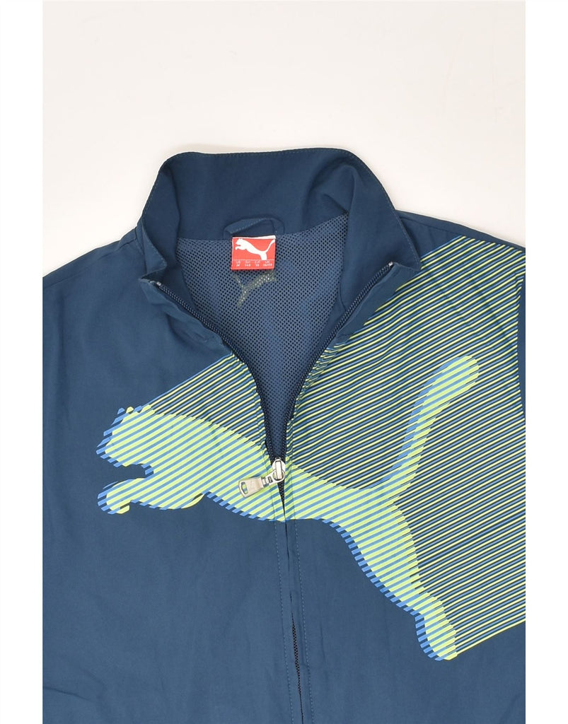 PUMA Boys Graphic Tracksuit Top Jacket 9-10 Years Blue Polyester | Vintage Puma | Thrift | Second-Hand Puma | Used Clothing | Messina Hembry 